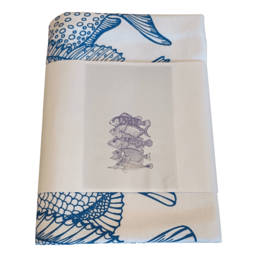 Geschirrtuch in weiß mit blauem Fisch-Print